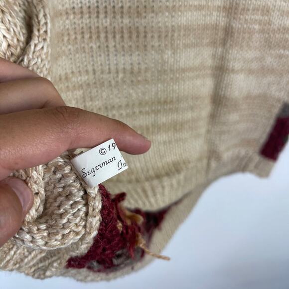 Vintage 90s Spice of Life Fall Leaves Autumn Cream Red Knit Sweater Womens Large - Picture 6 of 11